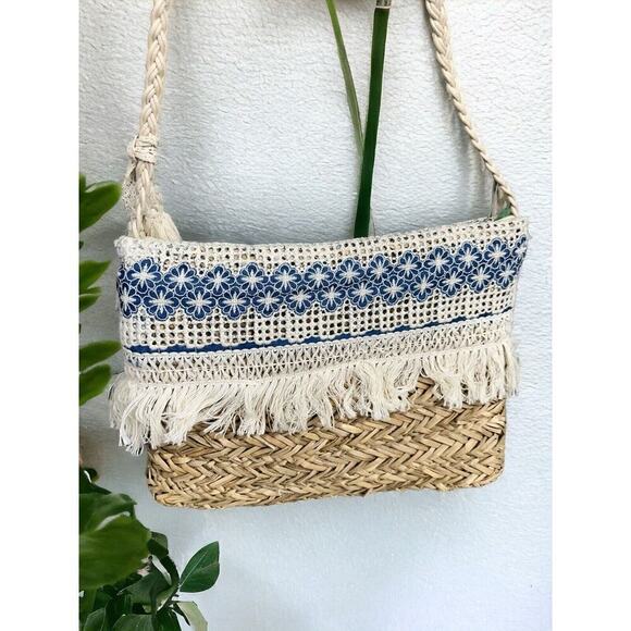 JEN&CO Resort Straw Woven Crossbody NWT beach Vacation - Picture 1 of 5